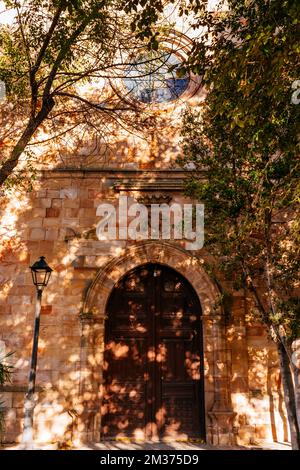 Church entrance. Convent of the Assumption of Calatrava. Convento de la Asunción de Calatrava. It began to be built, as a hospital, in 1519. Later it Stock Photo