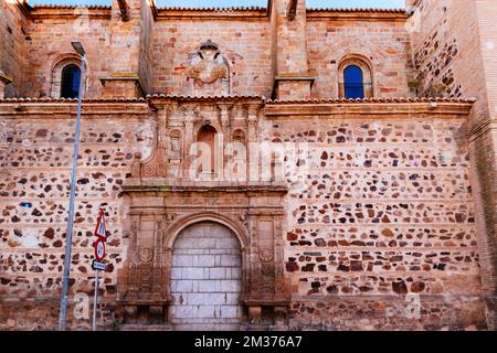 Boarded up side entrance. Church and Convent of the Assumption of Calatrava. Convento de la Asunción de Calatrava. It began to be built, as a hospital Stock Photo