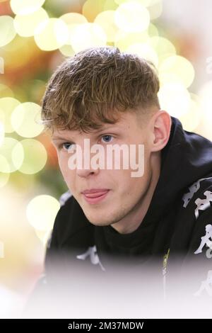 Nauris Petkevicius von Charleroi wurde am Montag, den 10. Januar 2022, im Wintertrainingslager der belgischen Fußballmannschaft Sporting Charleroi in Antalya (Türkei) abgebildet. BELGA FOTO NICOLAS LAMBERT Stockfoto