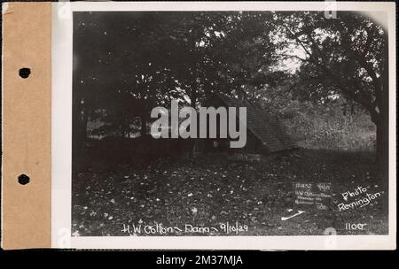 H. W. Cotton (auf N. Johnson Line), Spring, Dana, Mass., 10. September, 1929 : Parzelle Nr. 432-53, Howard W. Cotton, Wasserwerke, Reservoirs, Wasserverteilungsstrukturen, Immobilien, Quellen von Wasser, Springhäuser Stockfoto