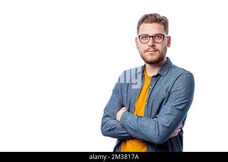 Männchen im Brillenporträt Stockfoto