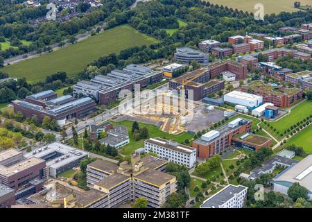 Luftaufnahme, Baustelle an der Universität TU Dortmund für eine neue Kühlanlage im Technologiepark Dortmund in der Otto-Hahn-Straße in Eichlinghofen Stockfoto