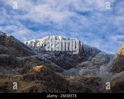 Rime ice on the summit of Bow Fell, Langdale, Lake District, UK. Stock Photo