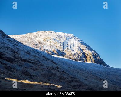 Rime ice on the summit of Great End, Lake District, UK. Stock Photo