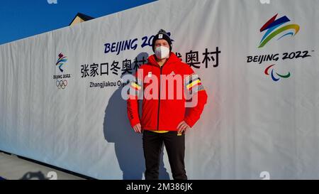 ACHTUNG REDAKTEURE - SMARTPHONE-BILD - BESTE VERFÜGBARE QUALITÄT : belgischer Biathlet Thierry langer im Zhangjiakou Biathlon-Zentrum während der Olympischen Winterspiele 2022 in Peking, China, Samstag, 05. Februar 2022. Die Olympischen Winterspiele finden vom 4. Februar bis zum 20. Februar 2022 statt. BELGA FOTO BENJAMIN WERY Stockfoto