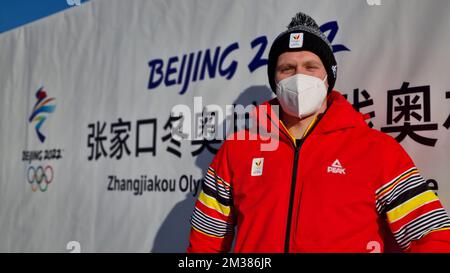 ACHTUNG REDAKTEURE - SMARTPHONE-BILD - BESTE VERFÜGBARE QUALITÄT : belgischer Biathlet Thierry langer im Zhangjiakou Biathlon-Zentrum während der Olympischen Winterspiele 2022 in Peking, China, Samstag, 05. Februar 2022. Die Olympischen Winterspiele finden vom 4. Februar bis zum 20. Februar 2022 statt. BELGA FOTO BENJAMIN WERY Stockfoto