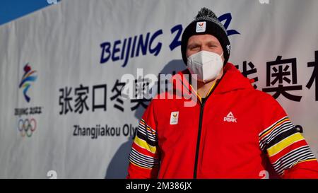 ACHTUNG REDAKTEURE - SMARTPHONE-BILD - BESTE VERFÜGBARE QUALITÄT : belgischer Biathlet Thierry langer im Zhangjiakou Biathlon-Zentrum während der Olympischen Winterspiele 2022 in Peking, China, Samstag, 05. Februar 2022. Die Olympischen Winterspiele finden vom 4. Februar bis zum 20. Februar 2022 statt. BELGA FOTO BENJAMIN WERY Stockfoto