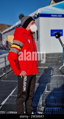 ACHTUNG REDAKTEURE - SMARTPHONE-BILD - BESTE VERFÜGBARE QUALITÄT : belgischer Biathlet Thierry langer im Zhangjiakou Biathlon-Zentrum während der Olympischen Winterspiele 2022 in Peking, China, Samstag, 05. Februar 2022. Die Olympischen Winterspiele finden vom 4. Februar bis zum 20. Februar 2022 statt. BELGA FOTO BENJAMIN WERY Stockfoto