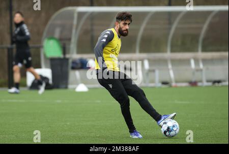 Ali Gholizadeh von Charleroi in Aktion während einer Trainingseinheit der belgischen Fußballmannschaft Sporting Charleroi, Dienstag, den 08. Februar 2022 in Charleroi. BELGA PHOTO VIRGINIE LEFOUR. Stockfoto