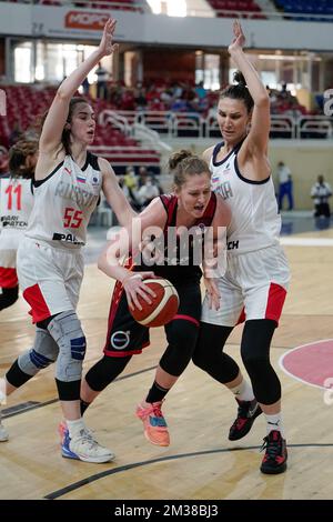 Emma Meesseman aus Belgien ein Basketballspiel zwischen den belgischen Katzen und Russland, ein Qualifikator für die Weltmeisterschaft im Laufe dieses Jahres, in Santo Domingo, Dominikanische Republik, Sonntag, den 13. Februar 2022. Die Cats spielen zwei WM-Qualifikatoren in Washington DC, USA, und einen in Santo Domingo, Dominikanische Republik. BELGA FOTO FRANCESCO SPOTORNO Stockfoto