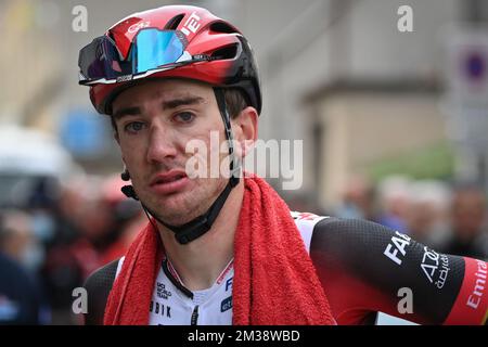 US Brandon McNulty vom Team Emirates der Vereinigten Arabischen Emirate, dargestellt nach der fünften Etappe der 80.. Ausgabe des Radrennen Paris-Nizza, von Saint-Just-Saint-Rambert bis Saint-Sauveur-de-Montagut (188,8 km), in Frankreich, Donnerstag, 10. März 2022. BELGA FOTO DAVID STOCKMAN Stockfoto