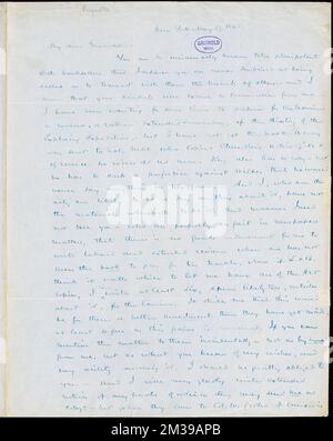 Henry Jarvis Raymond, New York, Autogrammbrief unterzeichnet an R. W. Griswold, 17. Mai 1845, amerikanische Literatur, 19.. Jahrhundert, Geschichte und Kritik, Autoren, Amerikaner, 19.. Jahrhundert, Korrespondenz, Autoren und Verleger, Dichter, Amerikaner, 19.. Jahrhundert, Korrespondenz, Willis, Nathaniel Parker, 1806-1867, Wilkes, Charles, 1798-1877. Rufus W. Griswold Papers Stockfoto