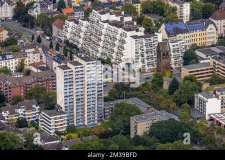 Luftaufnahme, Hannibal I-Gebäude in der Bornstraße sowie Hochhaus in der Heiligegartenstraße im Stadtteil Nordstadt in Dortmund, Ruhrgebiet, Stockfoto