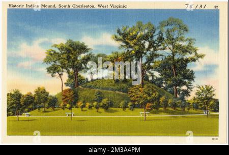 Historischer Indian Mound, South Charleston, West Virginia , historische Stätten, Tichnor Brothers Collection, Postkarten der Vereinigten Staaten Stockfoto