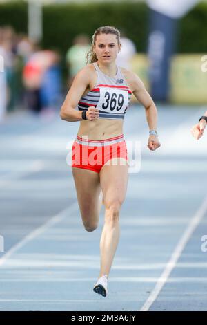 Die niederländische Laura De Witte in Aktion während der Leichtathletikveranstaltung „Grote Prijs Stad Lokeren“, Sonntag, den 22. Mai 2022 in Lokeren. BELGA FOTO MARIJN DE KEYZER Stockfoto