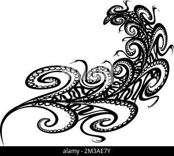 Böhmische Vogelfeder Mit Schwarzem Umriss. Handgezeichnete Doodles. Skizzenstil. Klassische weiße Feder auf weißem Hintergrund Stock Vektor