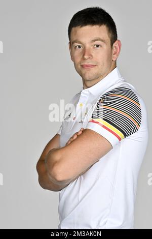 Daan Cox posiert für den Fotografen bei einem Fotoshooting für das belgische Olympische Komitee BOIC - COIB im Vorfeld der World Games 2022 Sportveranstaltung, Montag, 20. Juni 2022 in Deurne, Antwerpen. BELGA FOTO DIRK WAEM Stockfoto