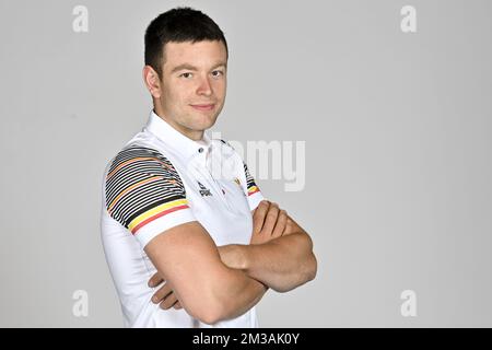 Daan Cox posiert für den Fotografen bei einem Fotoshooting für das belgische Olympische Komitee BOIC - COIB im Vorfeld der World Games 2022 Sportveranstaltung, Montag, 20. Juni 2022 in Deurne, Antwerpen. BELGA FOTO DIRK WAEM Stockfoto