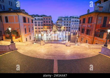 Rome, Italy looking down from the Spanish Steps in the early morning. Stock Photo