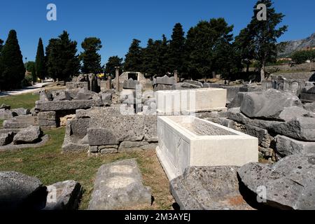 Römische Ruinen in der ehemaligen Stadt Salona in Kroatien Stockfoto