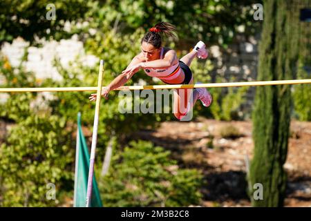 Die Belgierin Lola Lepere wurde am Dienstag, den 05. Juli 2022 in Jerusalem, Israel, am vierten Tag der Leichtathletik-Europameisterschaften U18 in Aktion gezeigt. BELGA FOTO COEN SCHILDERMAN Stockfoto