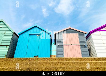 Strandhütten in Ipswich, Suffolk, Großbritannien Stockfoto