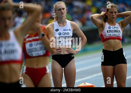 Die belgische Laura Van Den Brande wurde während der 800m. Veranstaltung des Frauen-Heptathlon-Wettkampfs bei der World Athletics World Junior Athletics Championships am Donnerstag, den 04. August 2022 in Cali, Kolumbien, in Aktion gezeigt. Die Weltmeisterschaften U20 finden vom 1.. August bis zum 6. 2022. August statt. BELGA FOTO THOMAS WINDESTAM Stockfoto