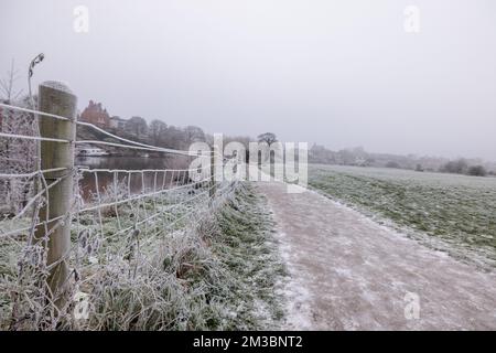 Chester, UK. 12th Dec, 2022. A frozen footpath alongside the River Dee in Chester, UK. Credit: Simon Hyde/Alamy Live News. Stock Photo