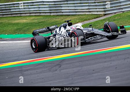 Scuderia AlphaTauri der Franzose Pierre Gasly wird am Freitag, den 26. August 2022, bei einem Training beim Grand Prix F1 von Belgien in Spa-Francorchamps gesehen. Der Formel-1-Grand-Prix von Spa-Francorchamps findet an diesem Wochenende vom 26.. Bis 28.. August statt. BELGA FOTO JONAS ROOSENS Stockfoto