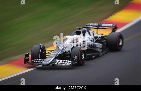 Scuderia AlphaTauri der Franzose Pierre Gasly wurde während des dritten Trainings beim Grand Prix F1 von Belgien in Spa-Francorchamps am Samstag, den 27. August 2022, in Aktion gezeigt. Der Formel-1-Grand-Prix von Spa-Francorchamps findet an diesem Wochenende vom 26.. Bis 28.. August statt. BELGA FOTO VIRGINIE LEFOUR Stockfoto