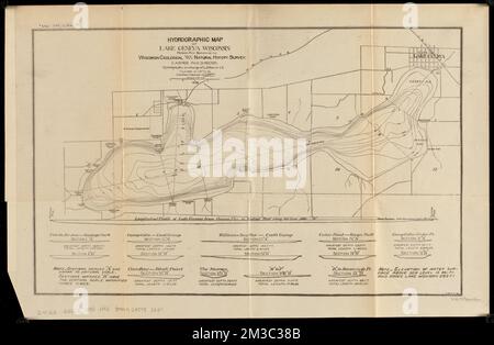 Hydrographic map of Lake Geneva, Wisconsin , Hydrology, Wisconsin, Geneva, Lake Walworth County : Lake, Maps, Geneva, Lake Walworth County, Wis. : Lake, Maps Norman B. Leventhal Map Center Collection Stock Photo