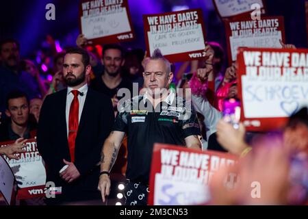 Der schottische Peter Wright, aufgenommen am zweiten Tag der Belgian Darts Open, einem Turnier der European Tour, das vom 23. Bis 25. September in Wieze, Samstag, 24. September 2022, stattfindet. BELGA FOTO JEF MATTHEE Stockfoto