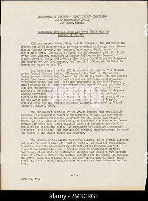 Indian Springs, Nevada, Zivilschutz, USA Atomenergie-Kommission, Vereinigte Staaten. Die Luftwaffe. Aufzeichnungen des Amtes für Zivilschutz und Mobilisierung der Verteidigung Stockfoto