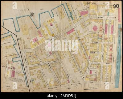 Insurance maps of Boston volume 4 : comprising portions of Charlestown, East Cambridge, Cambridge Port, Old Cambridge & Somerville : plate 90 , Fire risk assessment, Massachusetts, Boston, Maps, Charlestown Boston, Mass., Maps Norman B. Leventhal Map Center Collection Stockfoto