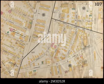 Versicherungskarten Boston Band 4 : umfasst Teile von Charlestown, East Cambridge, Cambridge Port, Old Cambridge & Somerville : Plate 107 , Fire Risk Assessment, Massachusetts, Somerville, Maps, Somerville Mass., Karten Norman B. Leventhal Map Center Collection Stockfoto