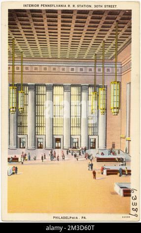 Interior Pennsylvania R. Station, 30. Street, Philadelphia, PA. , Bahnhöfe, Tichnor Brothers Collection, Postkarten der Vereinigten Staaten Stockfoto