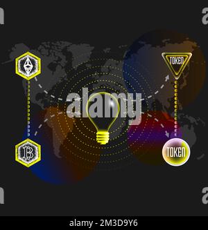 Crypto Currency Token investiert Ideenvektor-Banner Stock Vektor