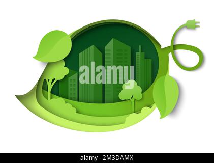 Green City Eco Energie Vector Umwelt sparen Stock Vektor