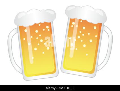 Biertoast-Vektor-Illustration isoliert auf weißem Hintergrund. Benutzerfreundlicher Clipart isoliert auf weißem Hintergrund. Stock Vektor