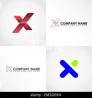 Schriftart „X“ mit Schnittbild Grafiksymbol Logo-Design abstraktes Konzept Vektormaterial. Kann als Symbol im Zusammenhang mit Initialen oder Monogrammen verwendet werden Stock Vektor