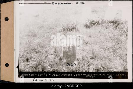 John W. Vaughan, Jason Powers Cemetery, Lot 6, Prescott, Mass., 17. Juli 1934 : Unbekannt, U-1116 , Wasserwerke, Reservoirs Wasserverteilungsstrukturen, Immobilien, Friedhöfe Stockfoto