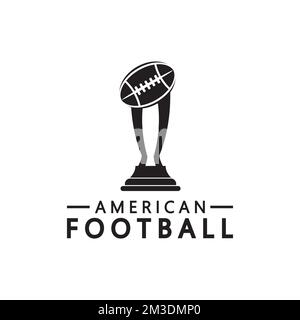 Sieger American Football Championship Trophy Logo Design Vektor Symbolvorlage. American-Football-Trophäe für den Siegerpreis Stock Vektor