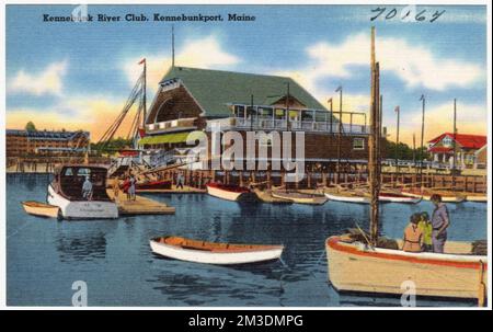 Kennebunk River Club, Kennebunkport, Maine, Einrichtungen von Organisationen, Boote, Piers & Wharves, Tichnor Brothers Collection, Postkarten der Vereinigten Staaten Stockfoto