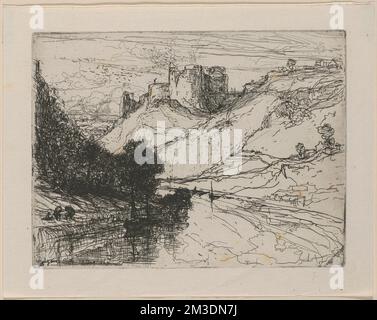 Kilgaren Castle, Schlösser und Paläste, Flüsse, Berge. Francis Seymour Haden (1818-1910). Ausdrucke und Zeichnungen Stockfoto