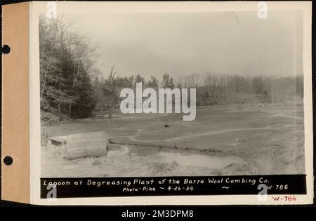 Lagune in der Entfettungsanlage der Barre Wool Combining Co Ltd., Barre, Mass., 26. April 1934 Wasserwerke, Immobilien, Flüsse, Wassereinzugsgebiete, hygienische Bedingungen Stockfoto