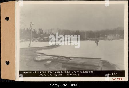 Lagoon at Barre Wool Combining Co., Barre, Massachusetts, 14. März 1934 Wasserwerke, Immobilien, Flüsse, Wassereinzugsgebiete, hygienische Bedingungen Stockfoto