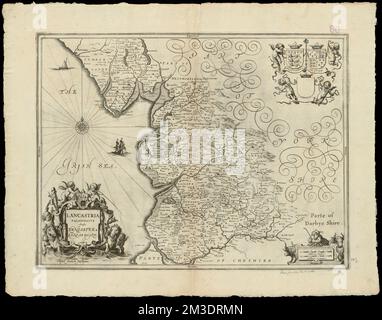 Lancastria palatinatus Anglis Lancaster & Lancas Shire , Lancashire England, Landkarten, frühe Werke der 1800 Norman B. Leventhal Map Center Collection Stockfoto