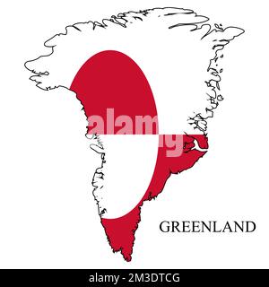 Vektordarstellung der Grönlandkarte. Weltwirtschaft. Berühmtes Land. Nordamerika. Amerika. Stock Vektor