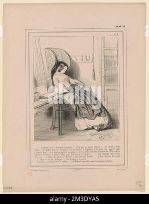 ...Le jeune Lord se précipite à ses pieds...il lui jure un amour éternel...une chaise de poste - Participate...Sir Arthur jette un cachemire sur les épaules d'Augustine et lui passe une superbe Bague - à chaque doigt...les chevaux partent au galop...on les Traverse, Saint-la, Bellevre, Saint-France Et enfin Calais puis bei Ankunft in à Londres...les chevaux son couverts - d'écume...l'Hôtel du père de Mylord a des jalousies dorées...et des colonnes de Crystal (sic) - ...la porte est en acajou...on frappe à la porte. - Augustine se réveille et Tire le Cordon, c'est mylord qui rent Stockfoto