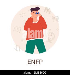 MBTI Personentypen Konzept. Socionics mbti. Persönlichkeitstest. Kampagnencharakter. Flache Vektorgrafik Stock Vektor